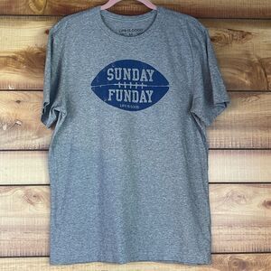 Life is Good Tee T-Shirt Mens Medium "Sunday Funday" Football‎ Short Sleeve Gray